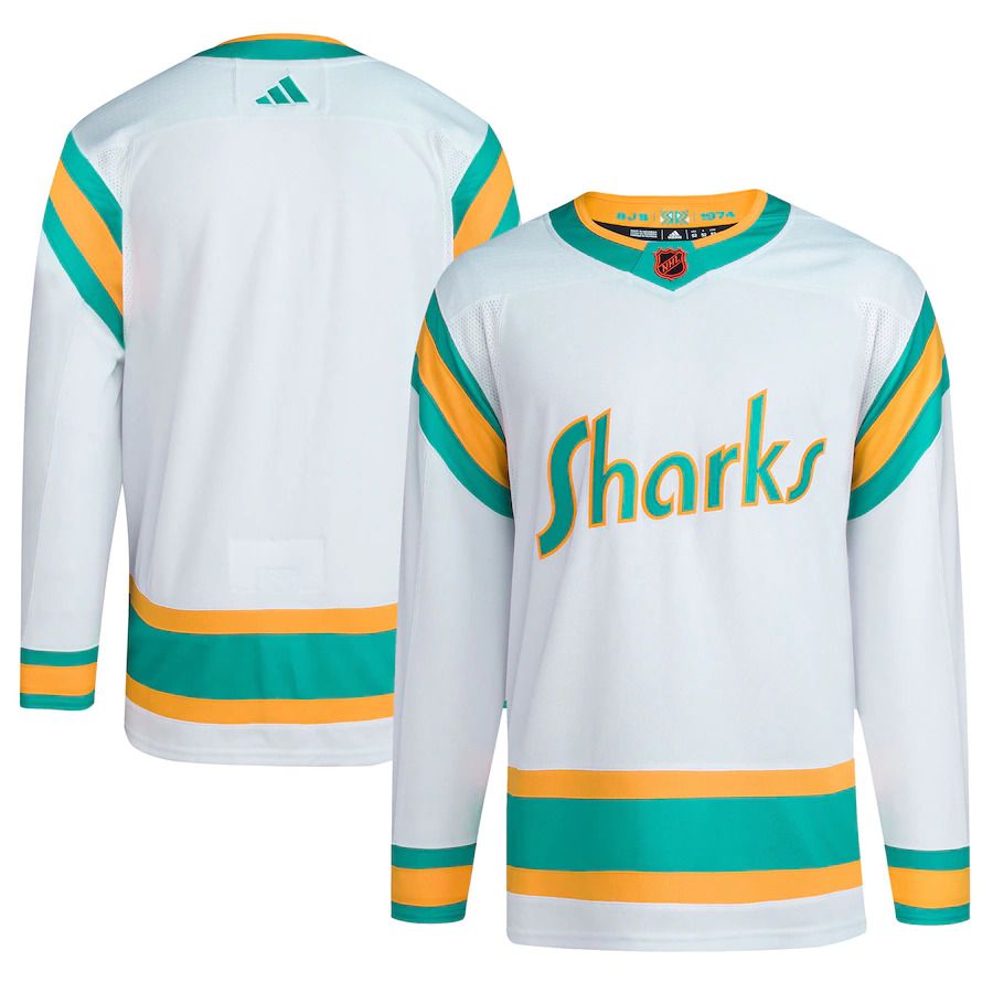 Men San Jose Sharks adidas White Reverse Retro Authentic Blank NHL Jersey->san jose sharks->NHL Jersey